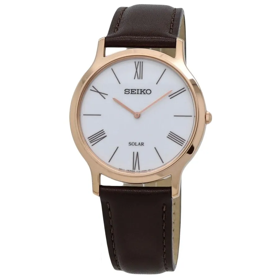 Seiko Solar Quartz White Dial Men's Watch SUP854