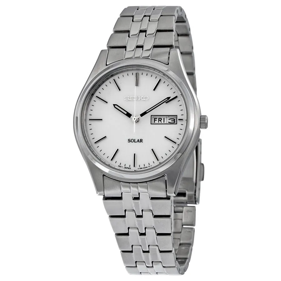 Seiko Solar White Dial Men's Watch SNE031