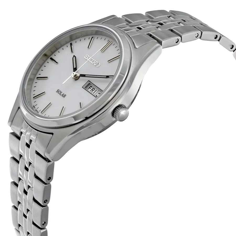 Seiko Solar White Dial Men's Watch SNE031
