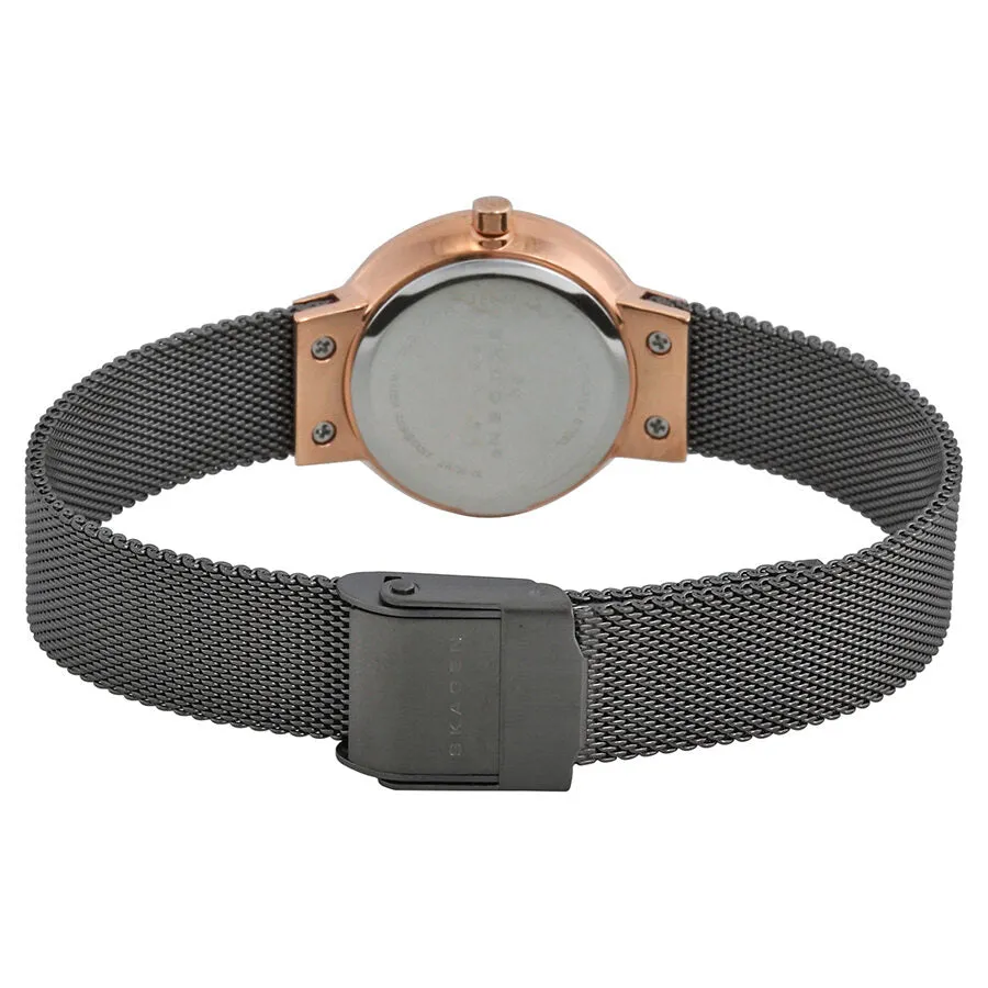 Skagen Leonora Black Mother of Pearl Dial Charcoal Ion-plated Ladies Watch 456SRM