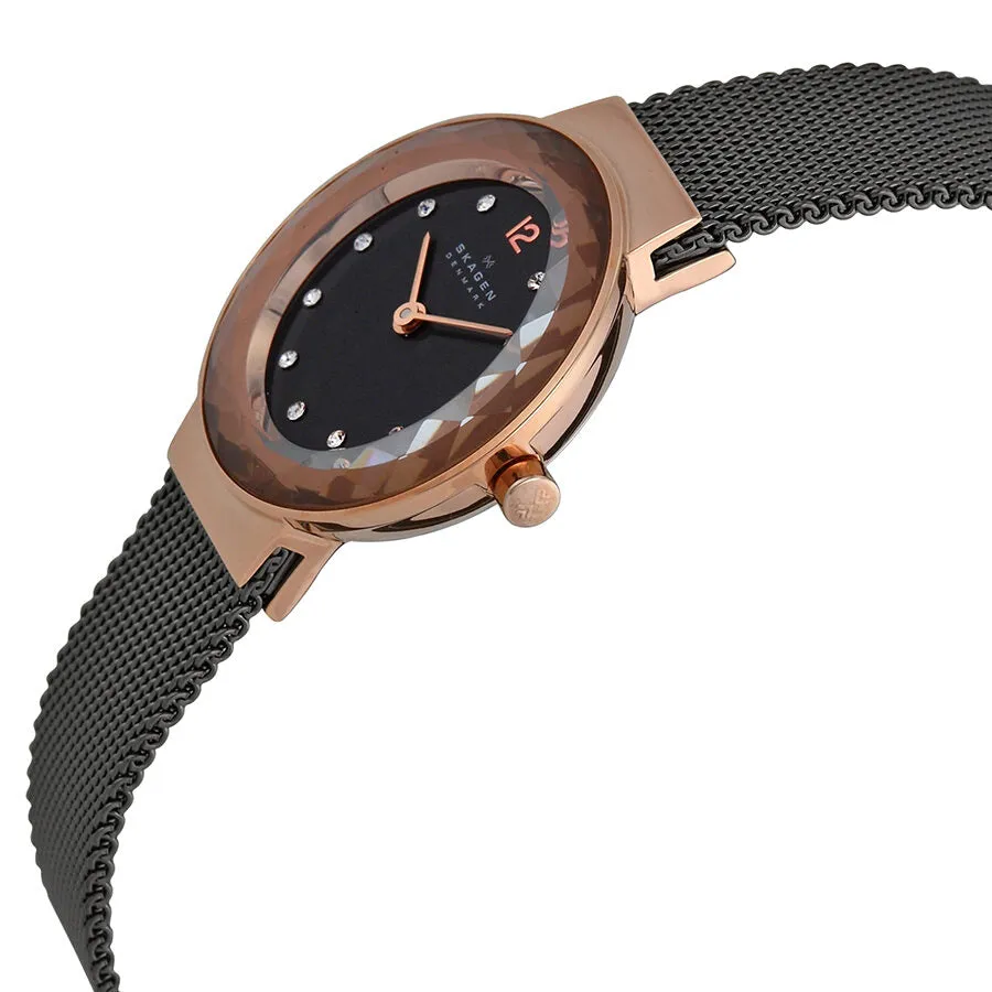 Skagen Leonora Black Mother of Pearl Dial Charcoal Ion-plated Ladies Watch 456SRM