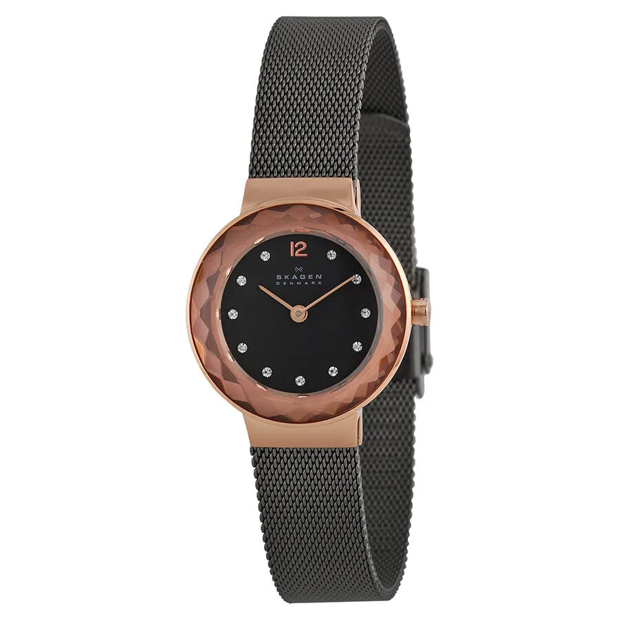 Skagen Leonora Black Mother of Pearl Dial Charcoal Ion-plated Ladies Watch 456SRM