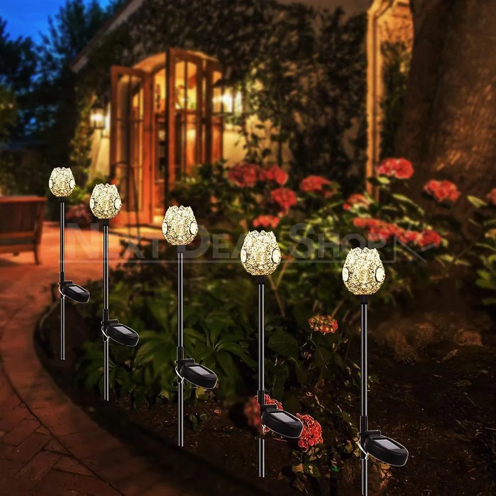 Solar Powered Crystal Glass Garden Stake Light