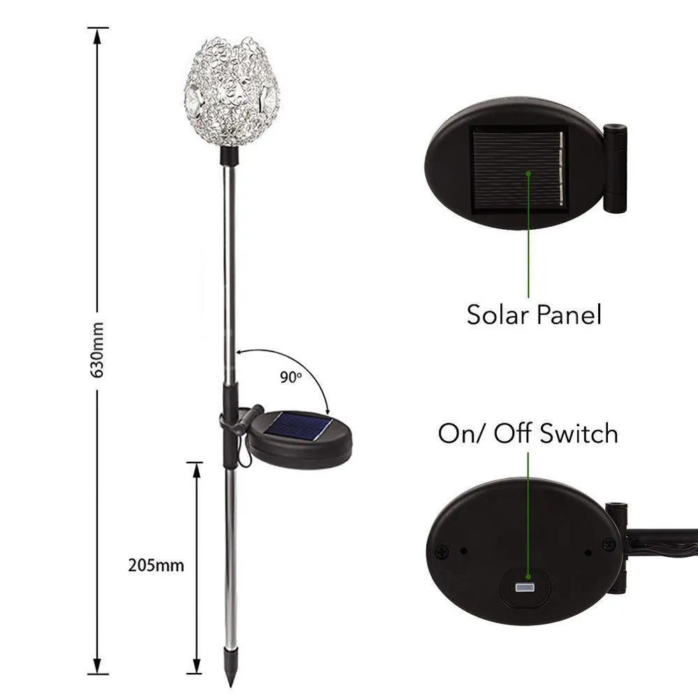 Solar Powered Crystal Glass Garden Stake Light