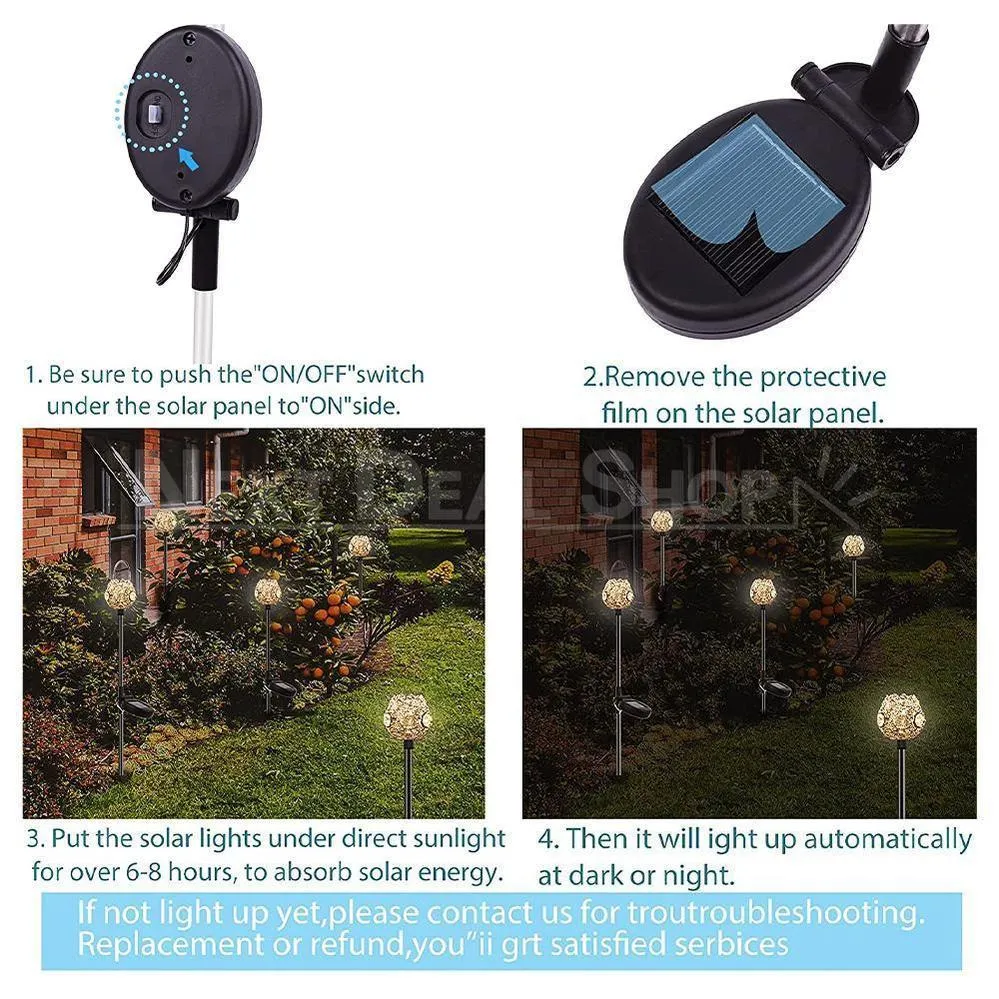 Solar Powered Crystal Glass Garden Stake Light