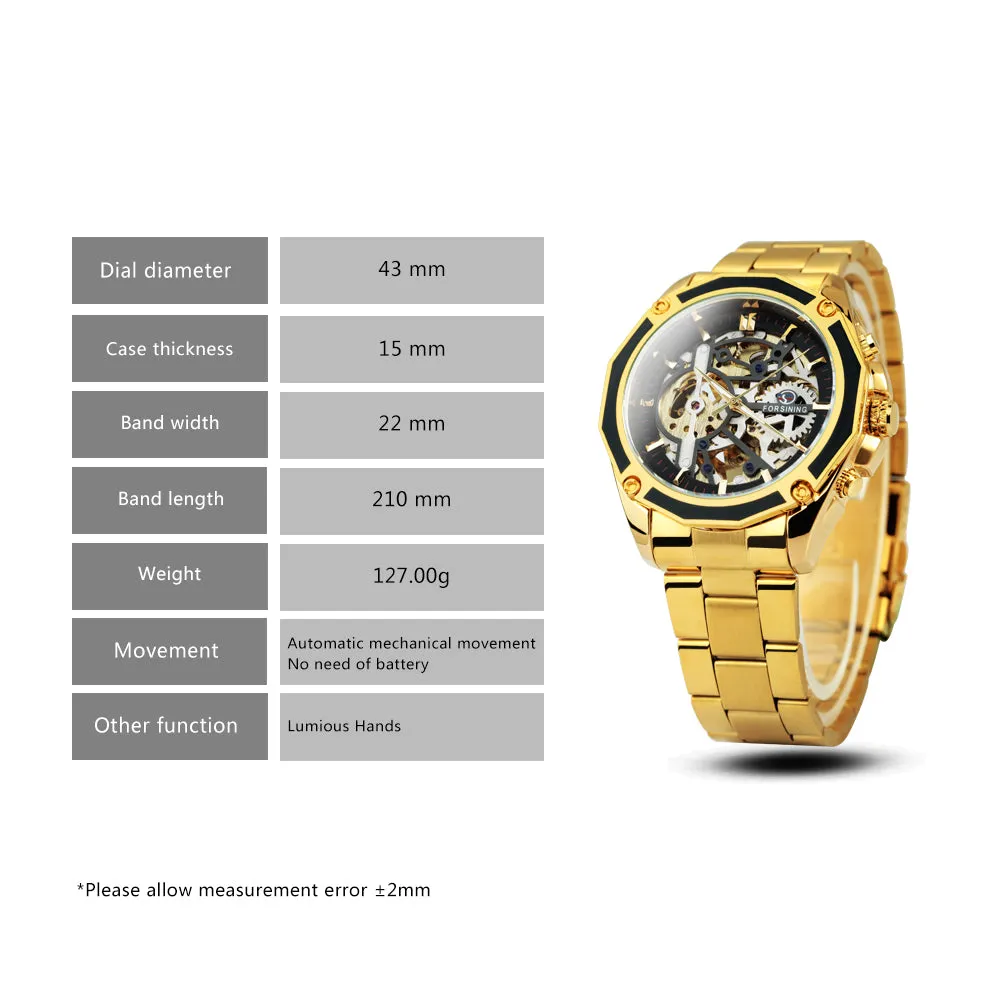 Steampunk Skeleton Automatic Mechanical Watch Luminous Hands Forsining Winding Watches 1030