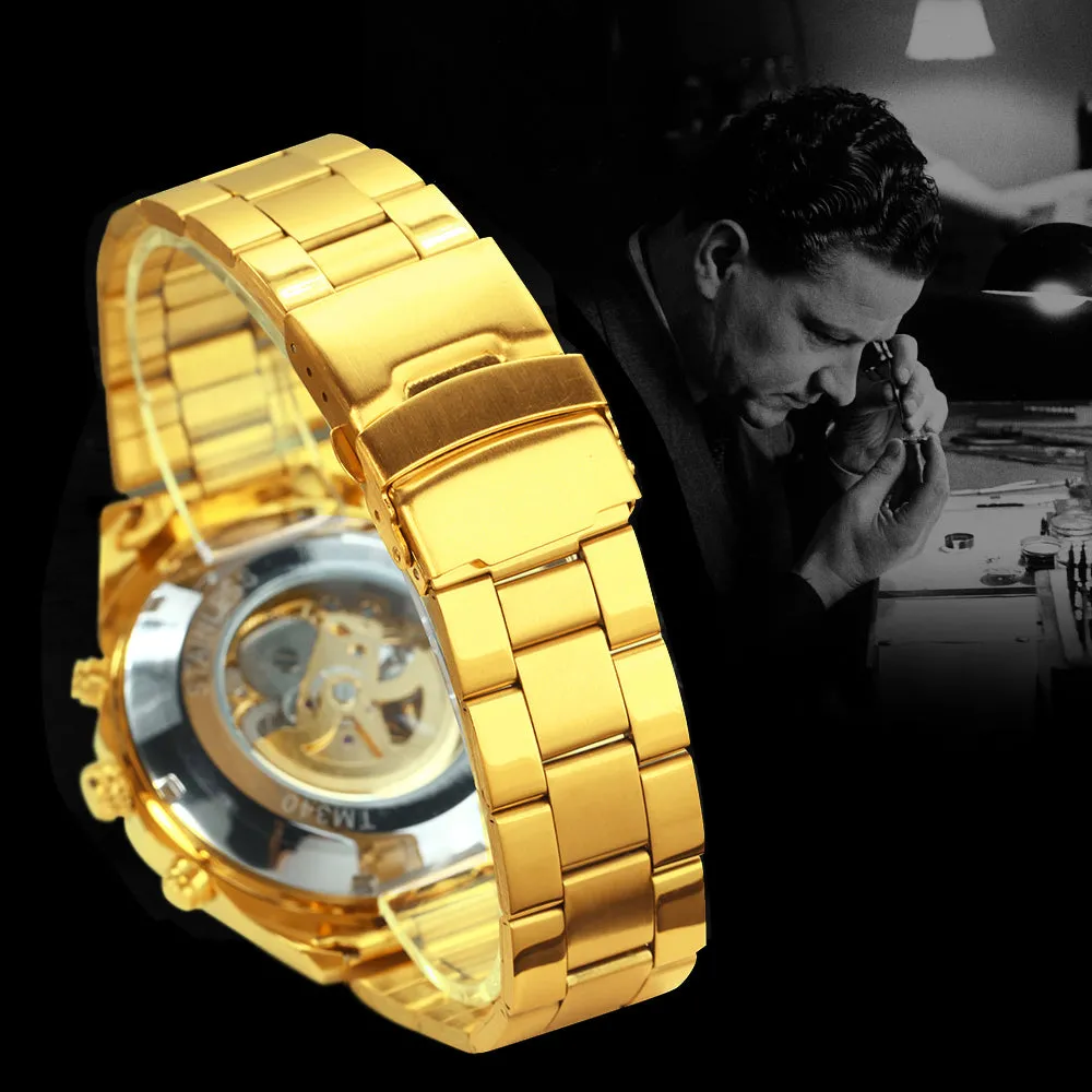 Steampunk Skeleton Automatic Mechanical Watch Luminous Hands Forsining Winding Watches 1030