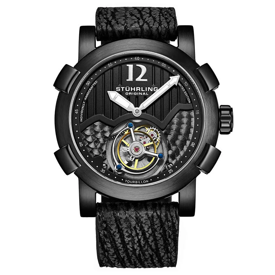 Stuhrling Original Tourbillon Hand Wind Black Dial Men's Watch M13477