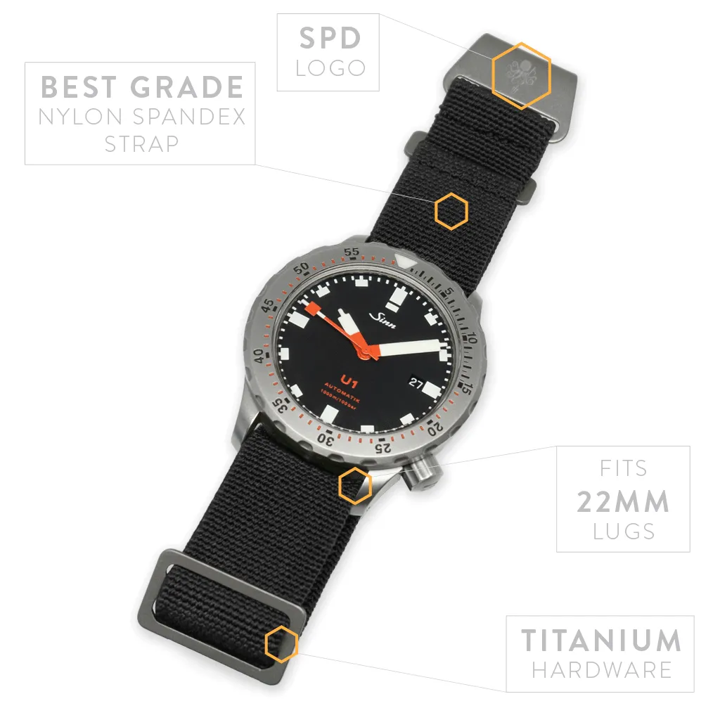 Ti-MNPara Strap 22mm - Black