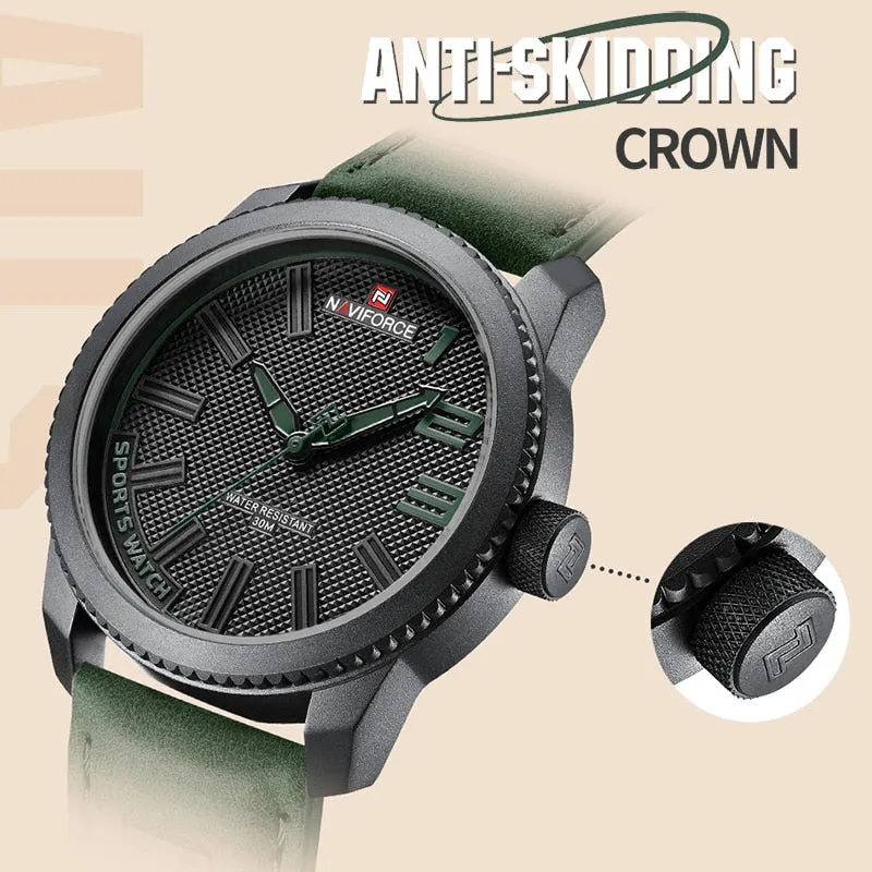 Tough Tactical Men's Leather Watch