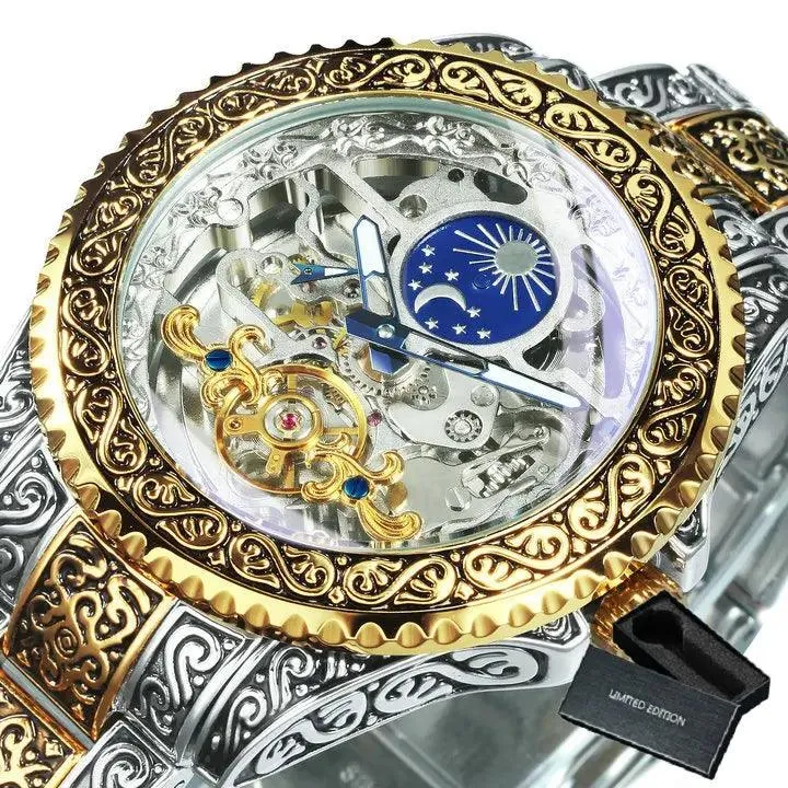 Tourbillon Skelett Mechanische Uhren Goldgravur Automatische