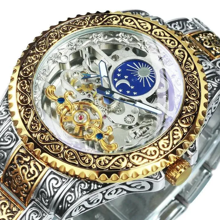 Tourbillon Skelett Mechanische Uhren Goldgravur Automatische