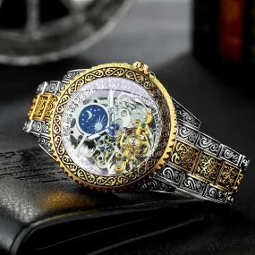 Tourbillon Skelett Mechanische Uhren Goldgravur Automatische