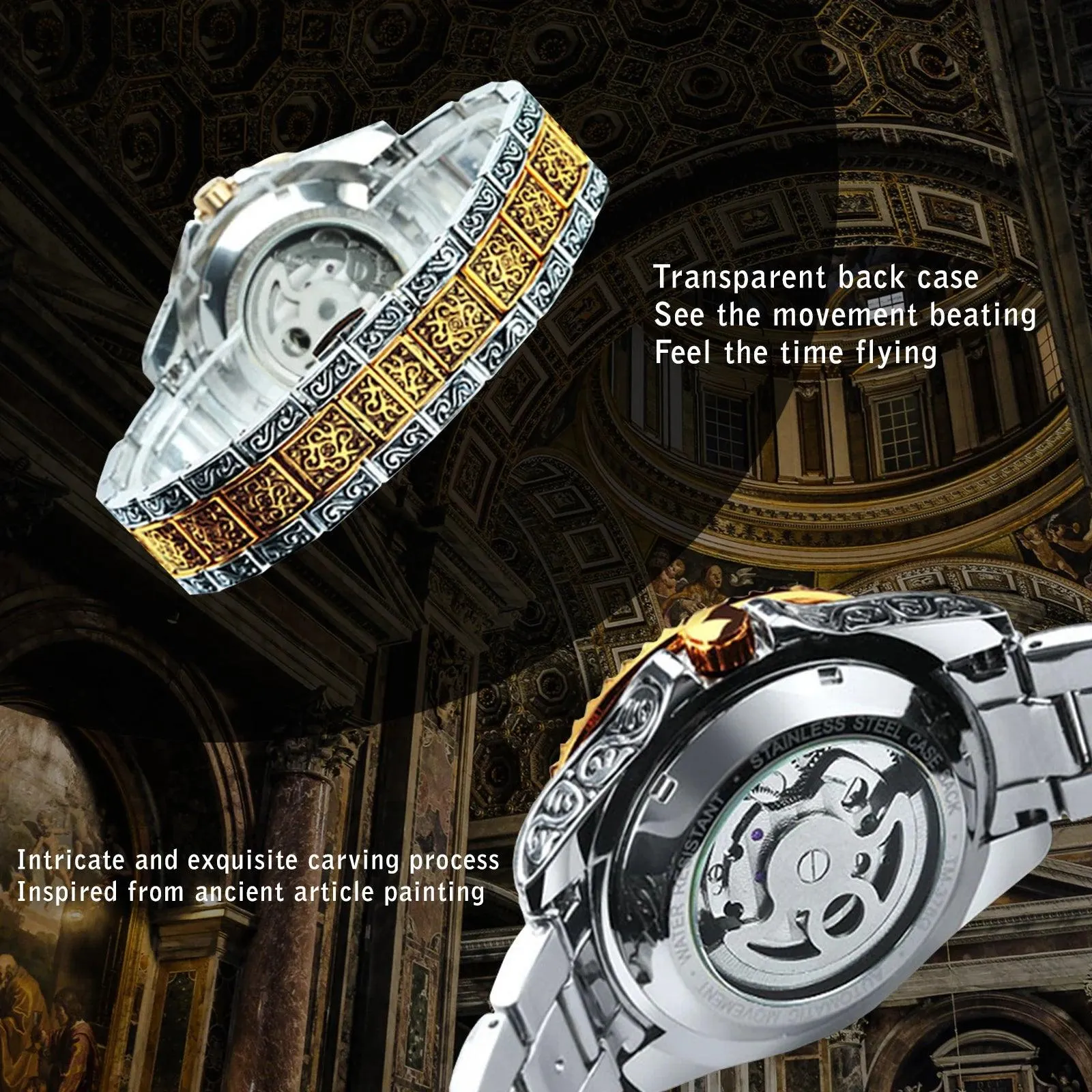 Tourbillon Skelett Mechanische Uhren Goldgravur Automatische