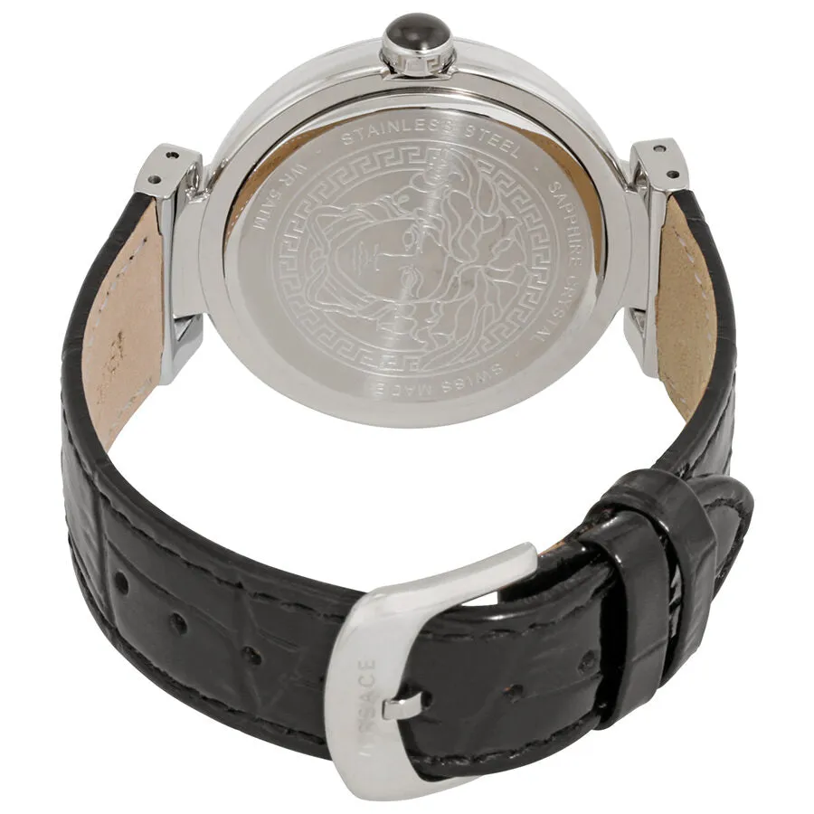 Versace Leda Black Mother of Pearl Dial Ladies Leather Watch VNC180017