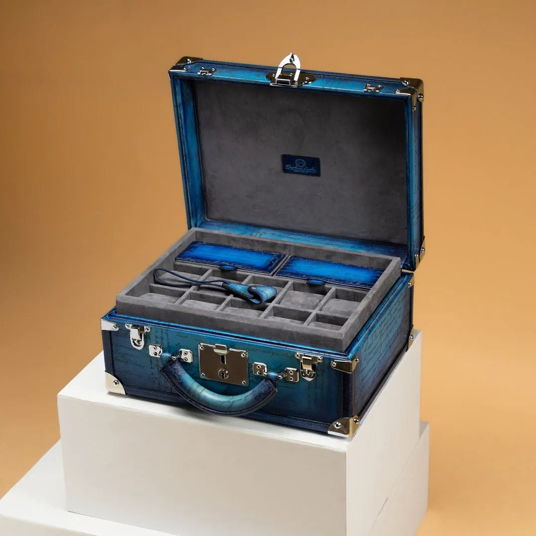 Watch Trunk - Parchment Patina Sky Blue