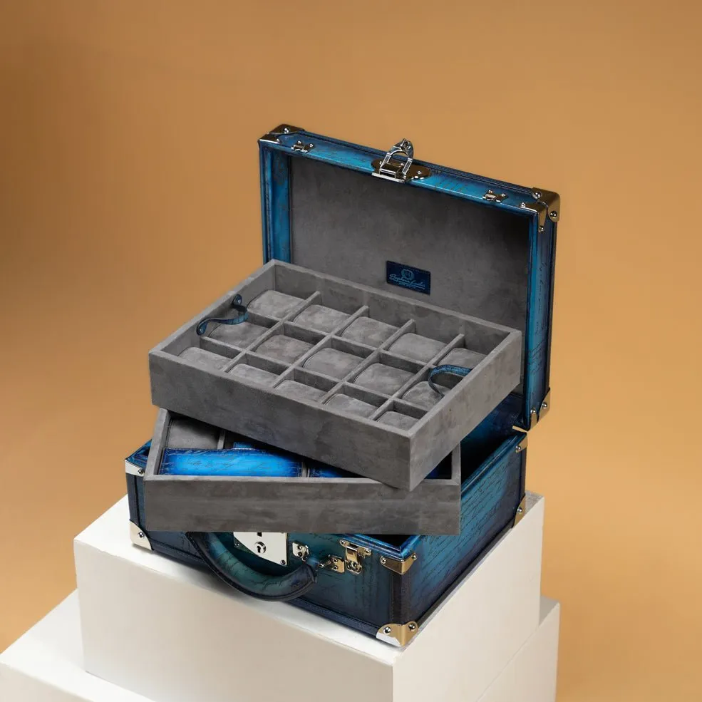 Watch Trunk - Parchment Patina Sky Blue