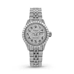 Women's Rolex Datejust Diamond Bezel Watch 26mm Black Arabic Dial | 7ct