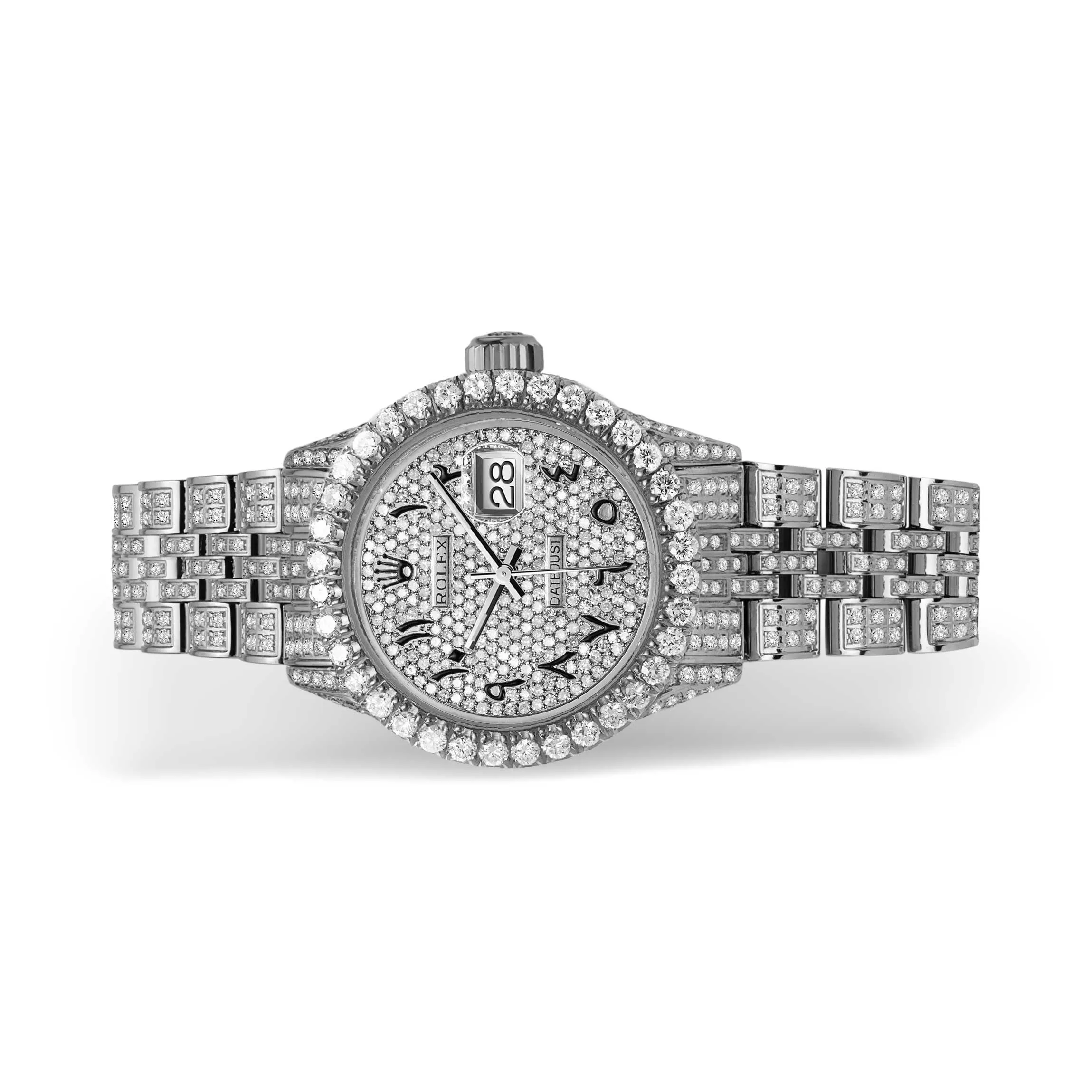 Women's Rolex Datejust Diamond Bezel Watch 26mm Black Arabic Dial | 7ct