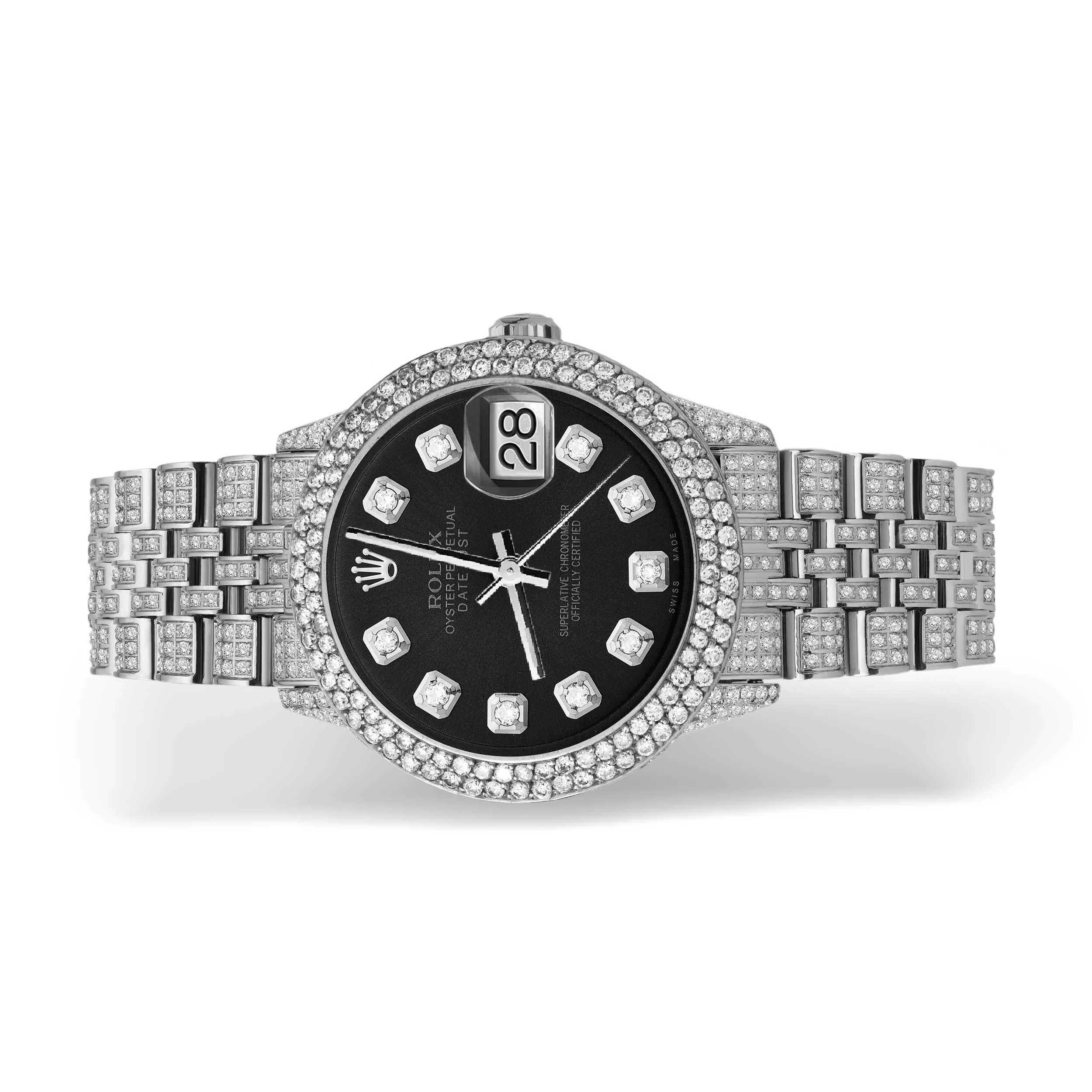 Women's Rolex Datejust Diamond Bezel Watch 31mm Black Dial | 8.55ct