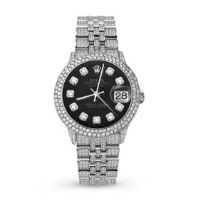 Women's Rolex Datejust Diamond Bezel Watch 31mm Black Dial | 8.55ct