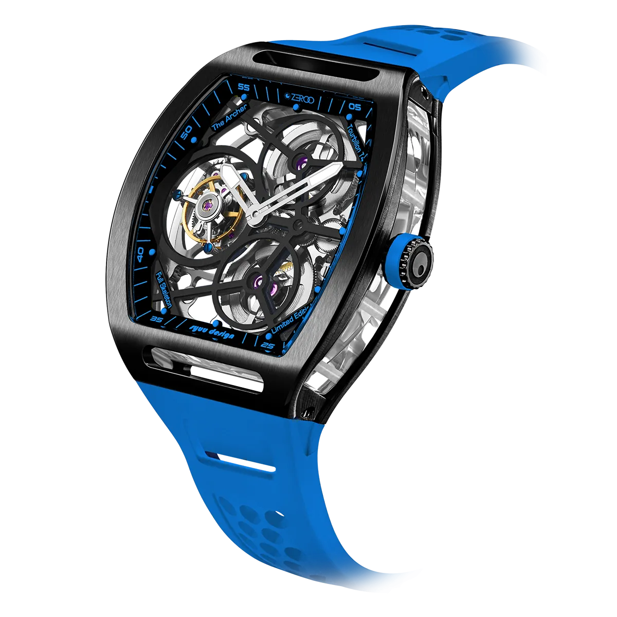 ZEROO T4 THE ARCHER FULL SKELETON TOURBILLONMANUAL TOURBILLON WATCH FOR GENTS - ZT004BLB