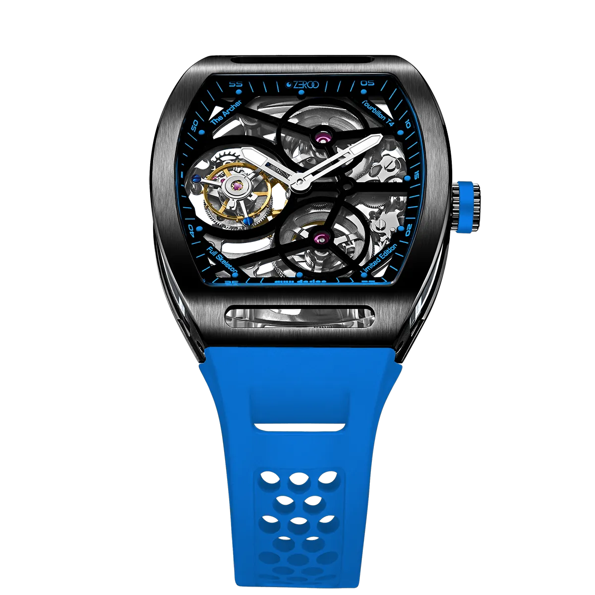 ZEROO T4 THE ARCHER FULL SKELETON TOURBILLONMANUAL TOURBILLON WATCH FOR GENTS - ZT004BLB