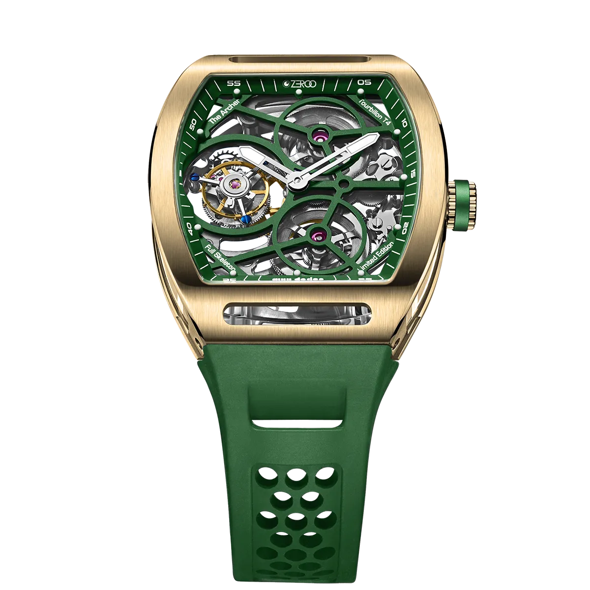 ZEROO T4 THE ARCHER FULL SKELETON TOURBILLONMANUAL TOURBILLON WATCH FOR GENTS - ZT004GGR