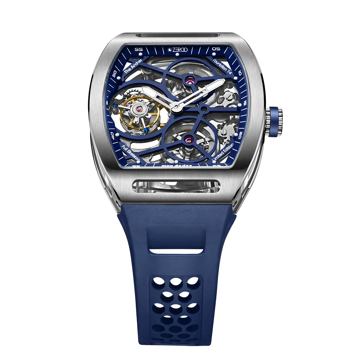 ZEROO T4 THE ARCHER FULL SKELETON TOURBILLONMANUAL TOURBILLON WATCH FOR GENTS - ZT004SBL