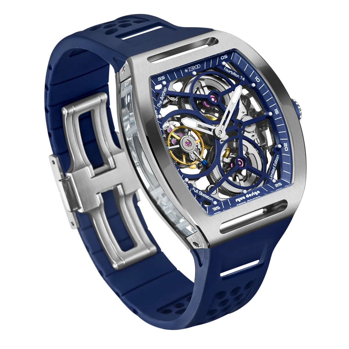 ZEROO T4 THE ARCHER FULL SKELETON TOURBILLONMANUAL TOURBILLON WATCH FOR GENTS - ZT004SBL