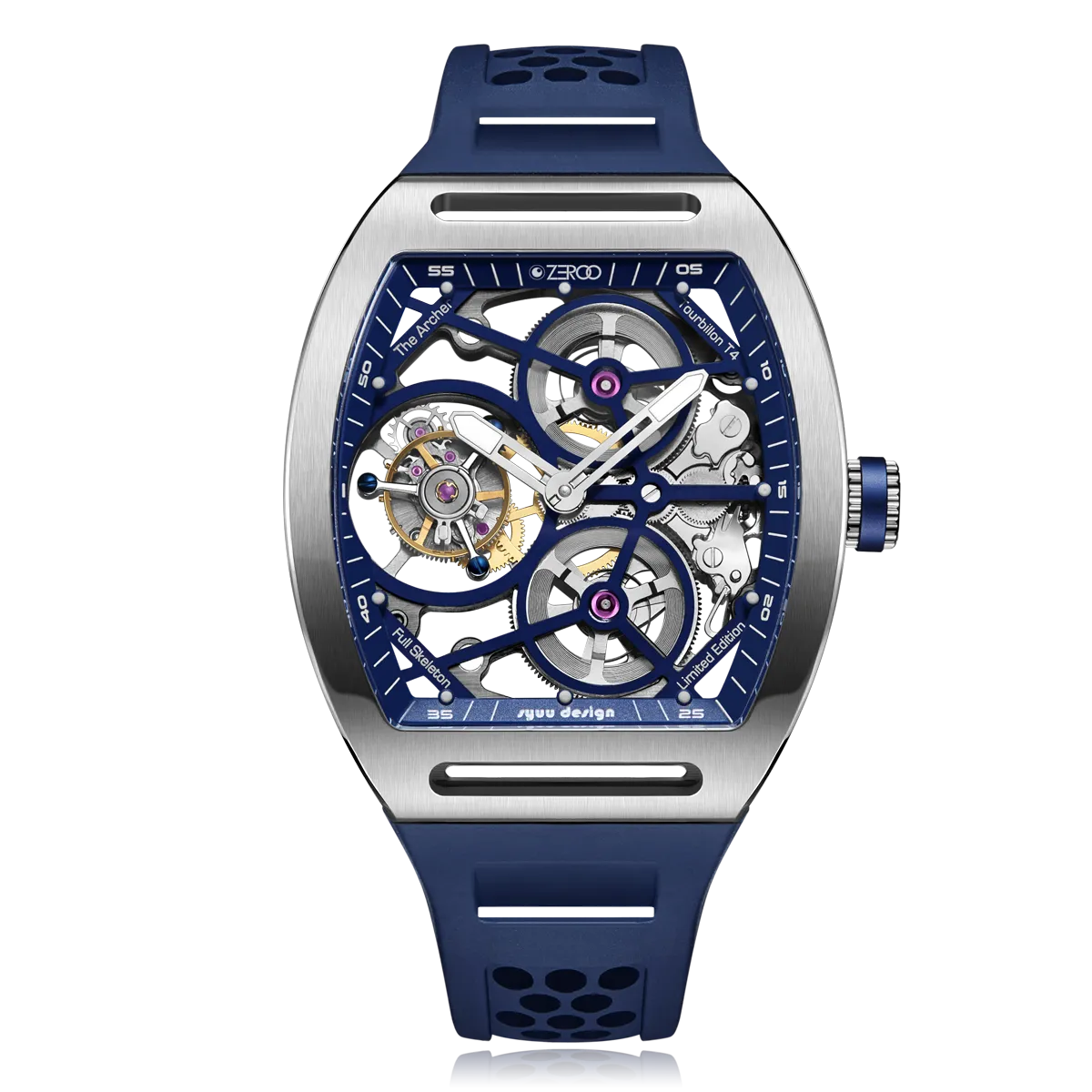 ZEROO T4 THE ARCHER FULL SKELETON TOURBILLONMANUAL TOURBILLON WATCH FOR GENTS - ZT004SBL
