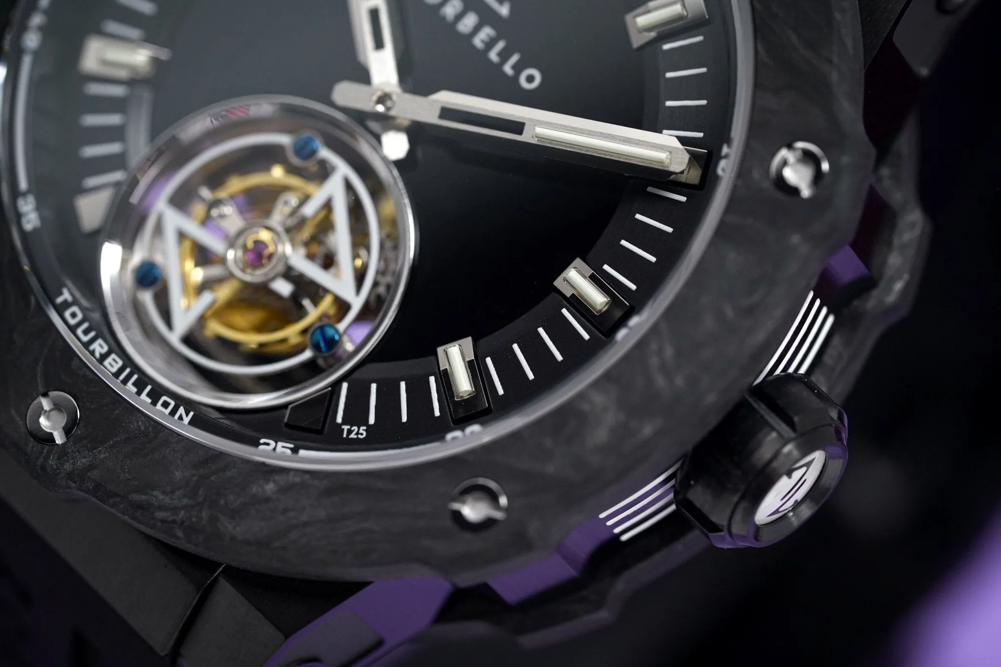 Zorbello Watch T2 Tourbillon Black Tritium Tubes ZBAC003 *Free Watch Winder*