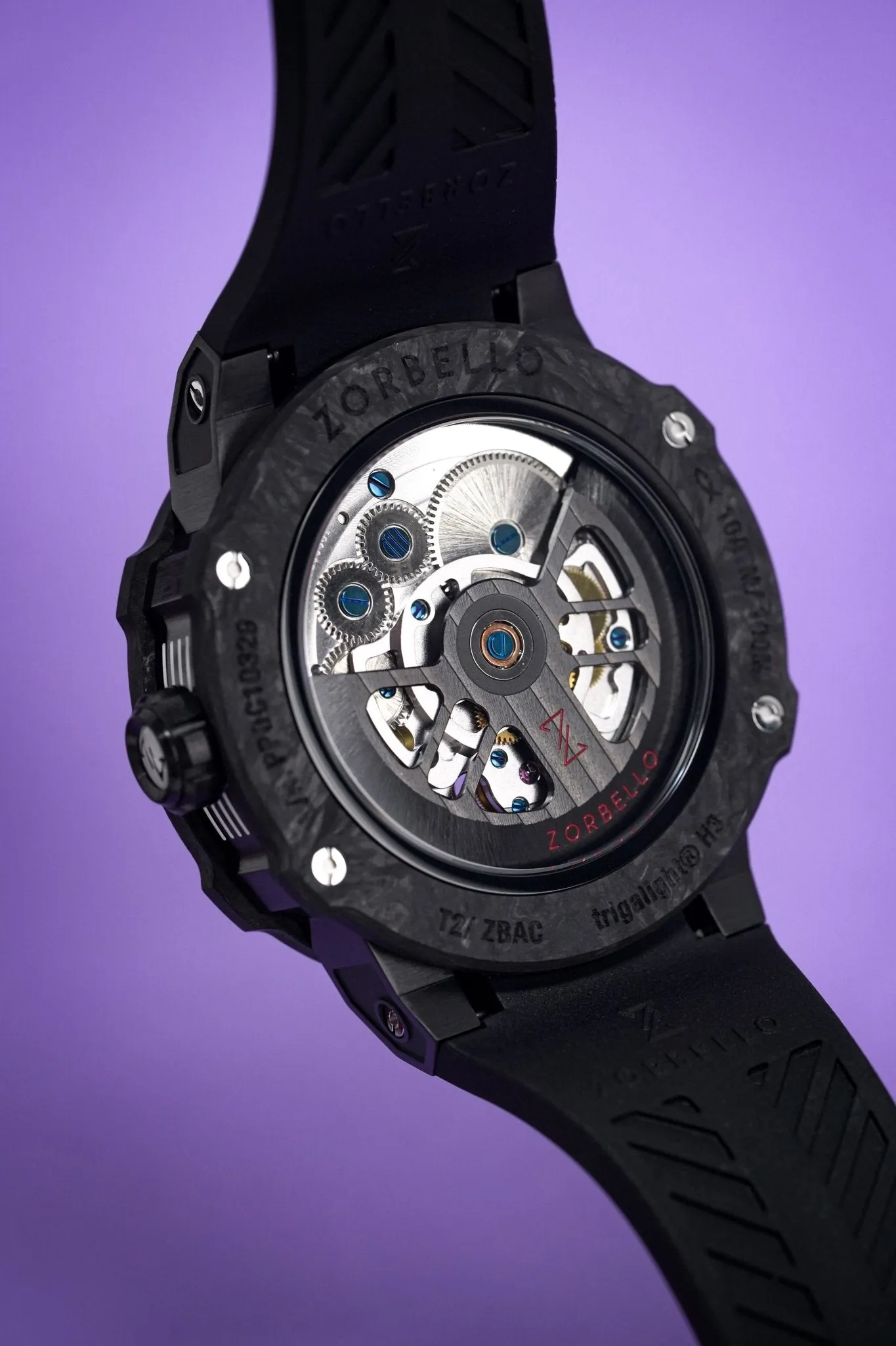 Zorbello Watch T2 Tourbillon Black Tritium Tubes ZBAC003 *Free Watch Winder*