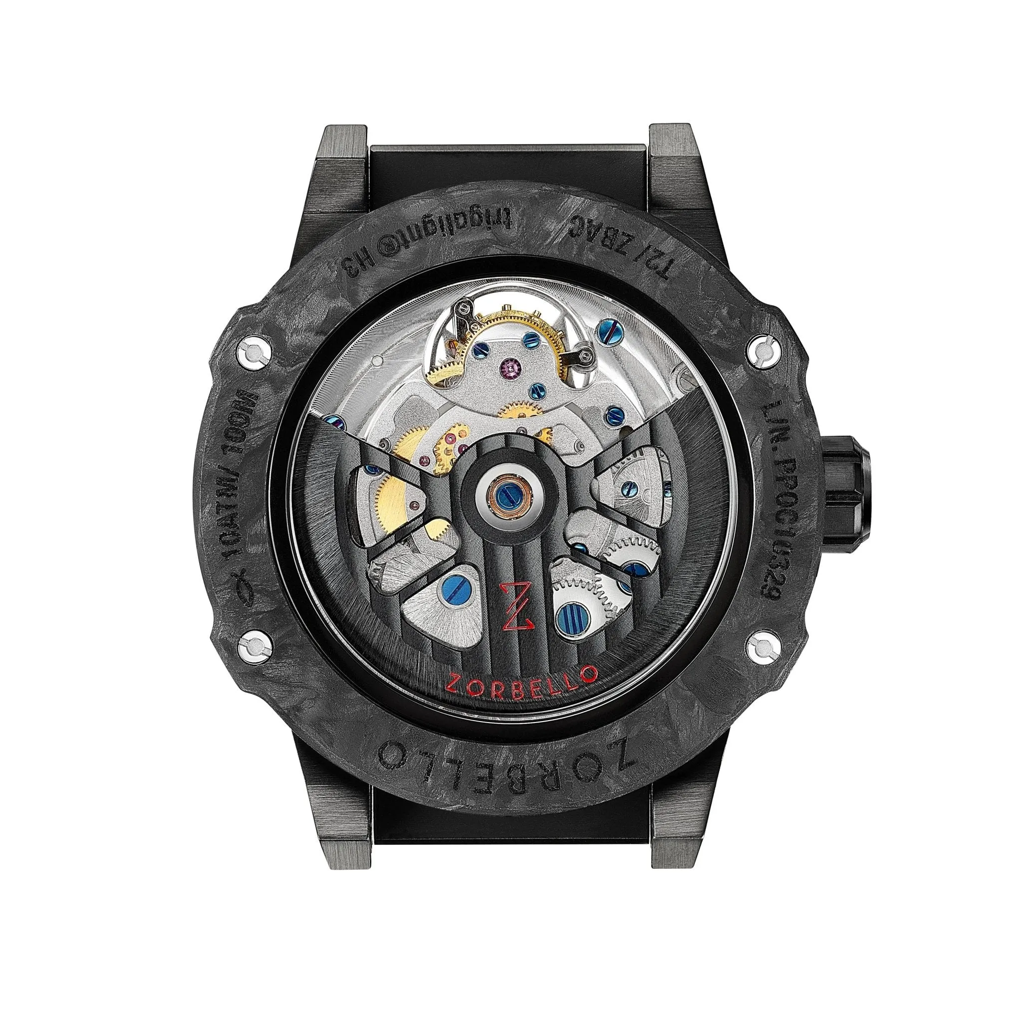 Zorbello Watch T2 Tourbillon Black Tritium Tubes ZBAC003 *Free Watch Winder*