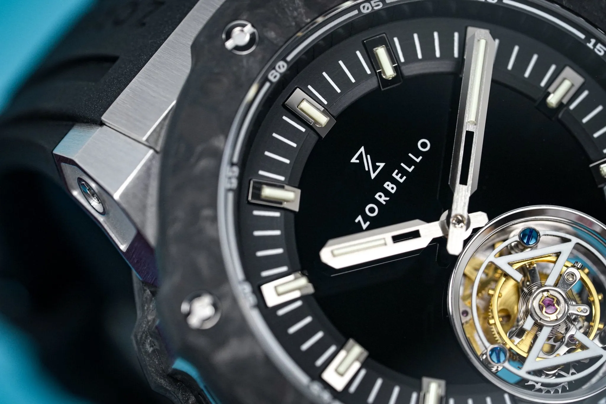 Zorbello Watch T2 Tourbillon Steel Tritium Tubes ZBAC001 *Free Watch Winder*