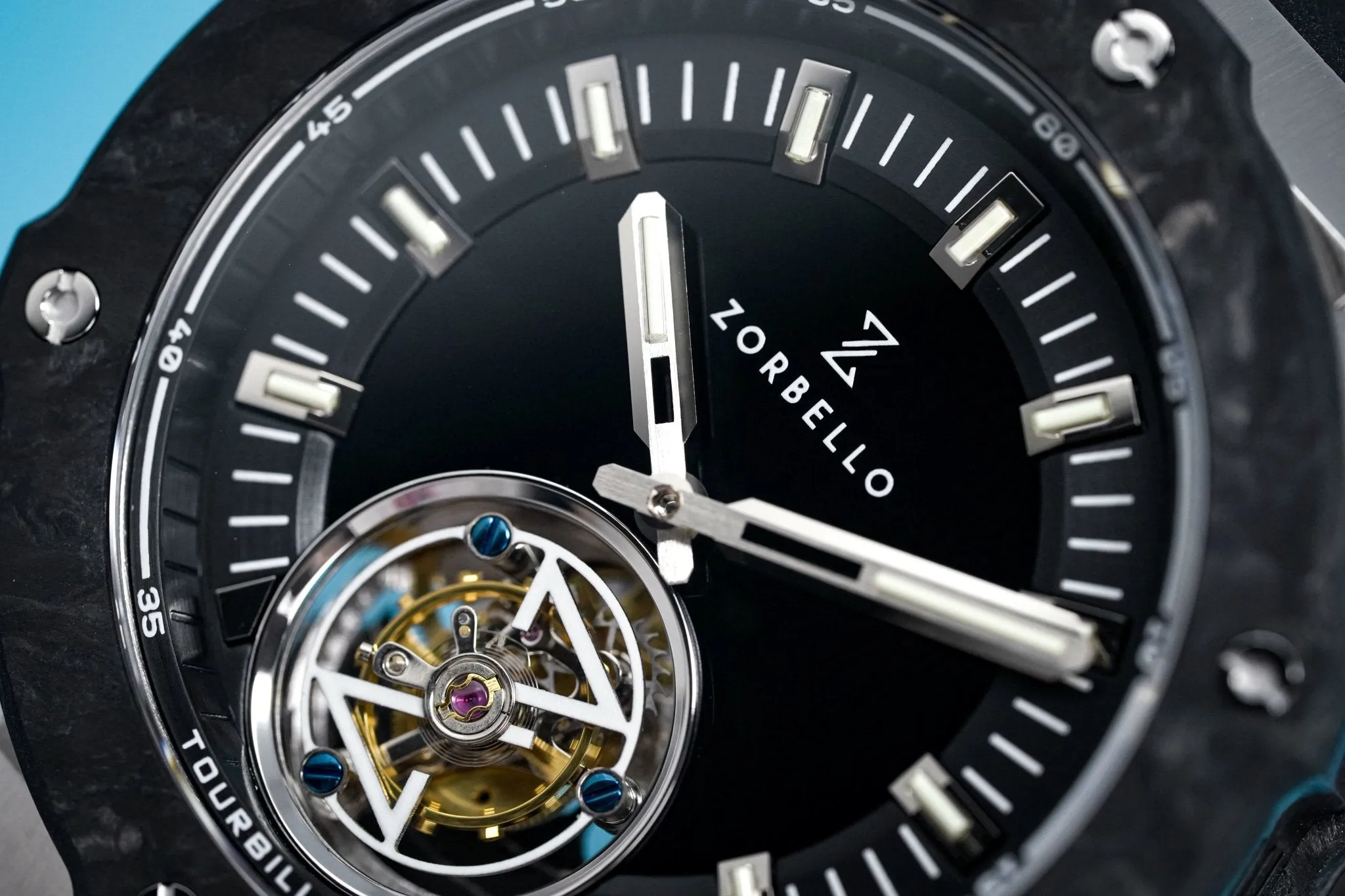 Zorbello Watch T2 Tourbillon Steel Tritium Tubes ZBAC001 *Free Watch Winder*