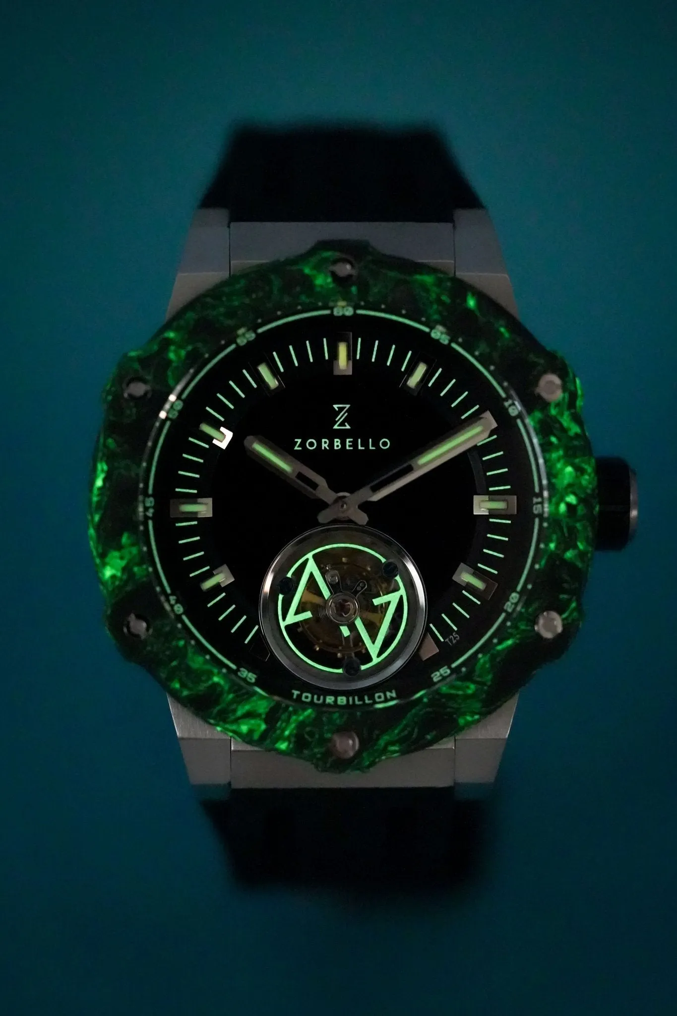 Zorbello Watch T2 Tourbillon Steel Tritium Tubes ZBAC001 *Free Watch Winder*