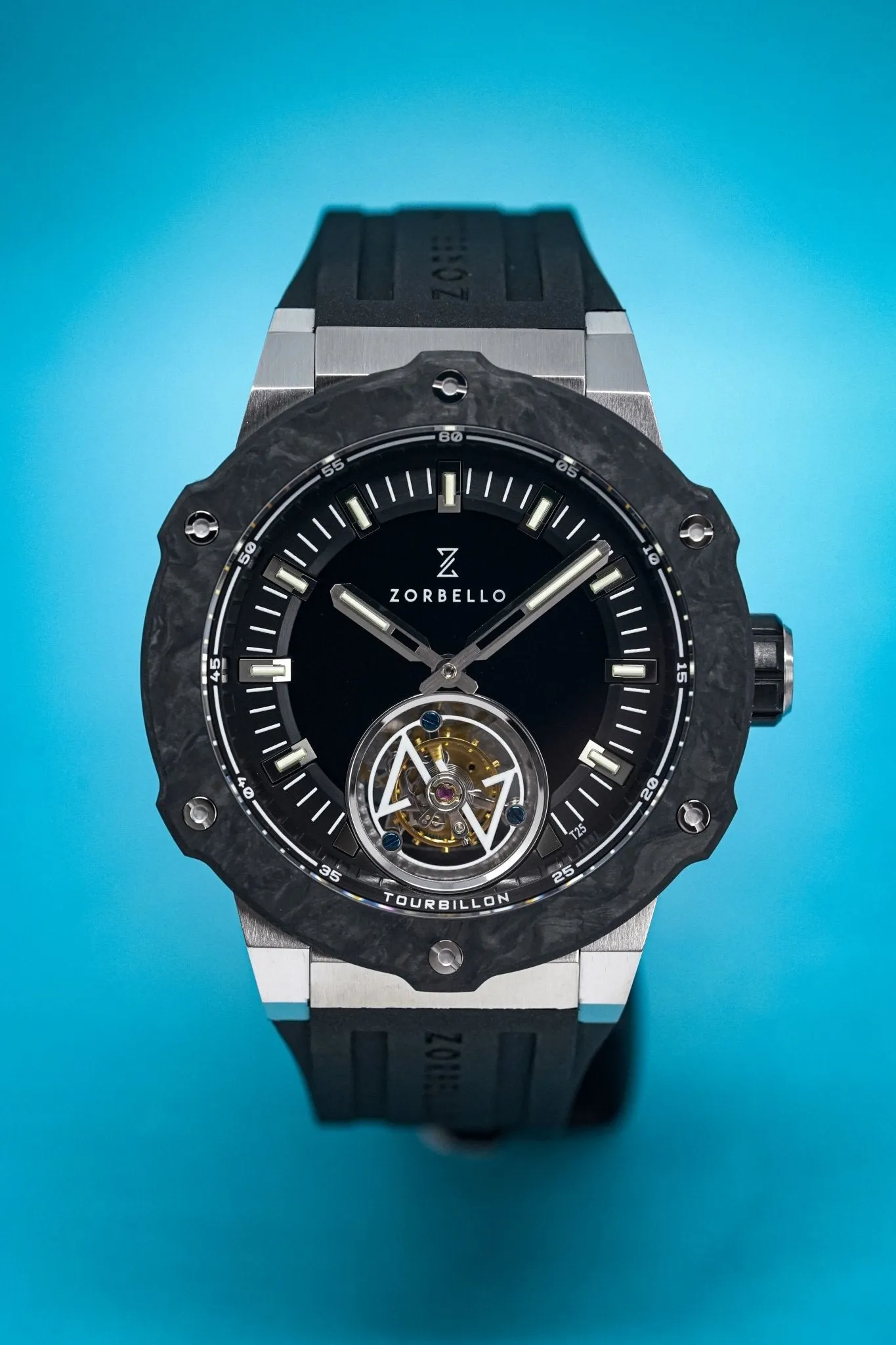 Zorbello Watch T2 Tourbillon Steel Tritium Tubes ZBAC001 *Free Watch Winder*