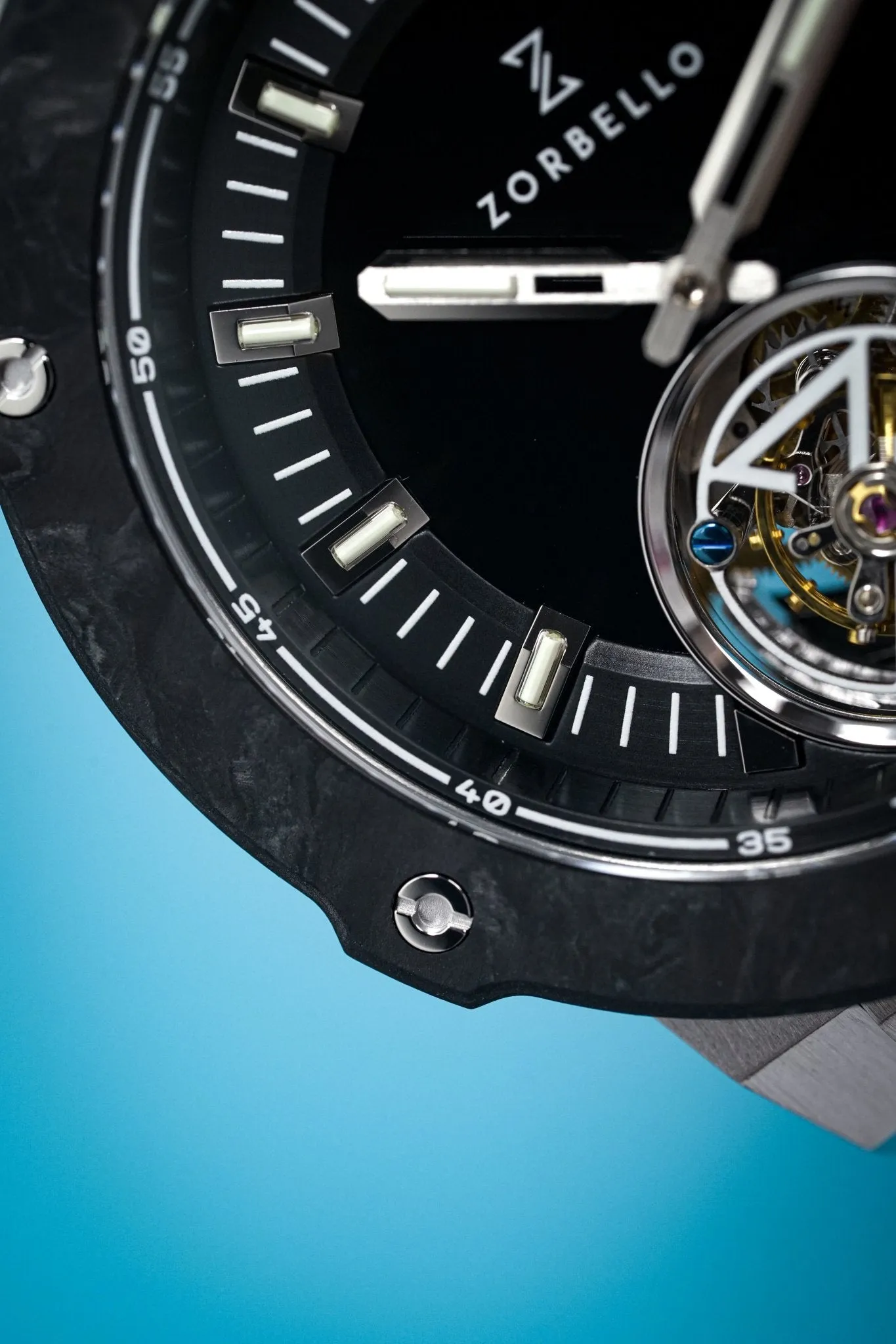 Zorbello Watch T2 Tourbillon Steel Tritium Tubes ZBAC001 *Free Watch Winder*