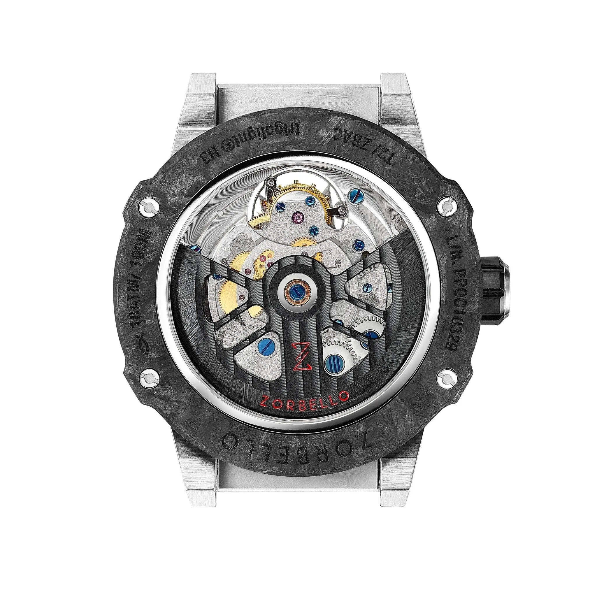 Zorbello Watch T2 Tourbillon Steel Tritium Tubes ZBAC001 *Free Watch Winder*