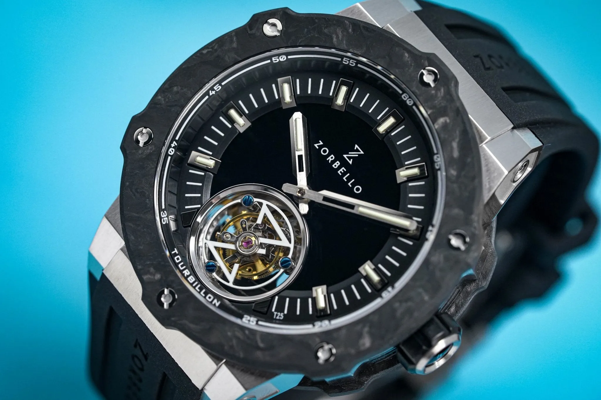 Zorbello Watch T2 Tourbillon Steel Tritium Tubes ZBAC001 *Free Watch Winder*
