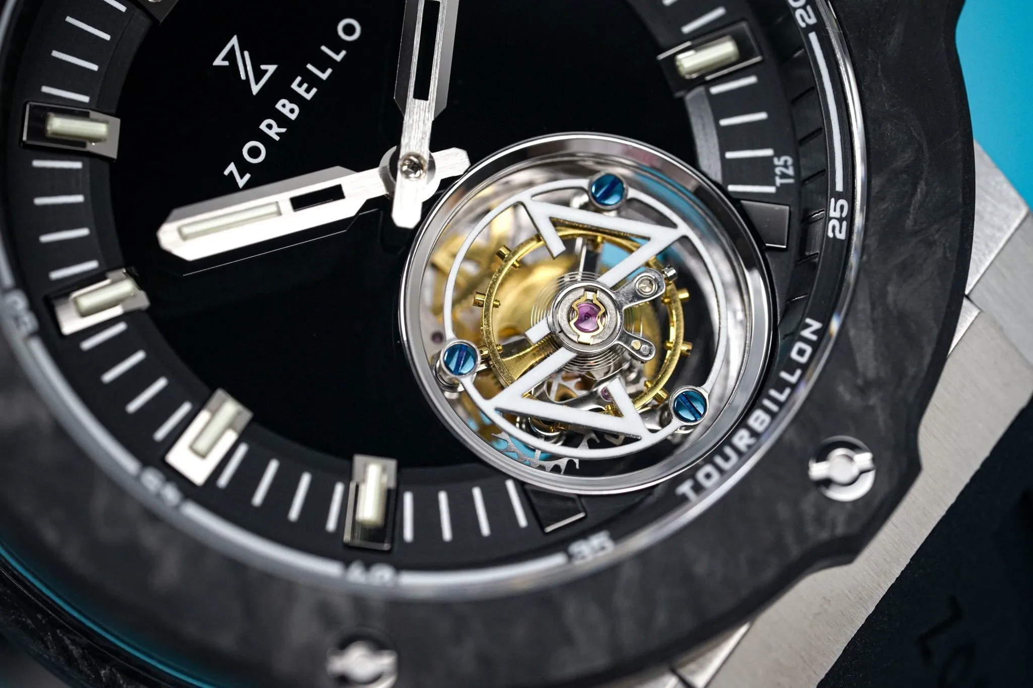 Zorbello Watch T2 Tourbillon Steel Tritium Tubes ZBAC001 *Free Watch Winder*