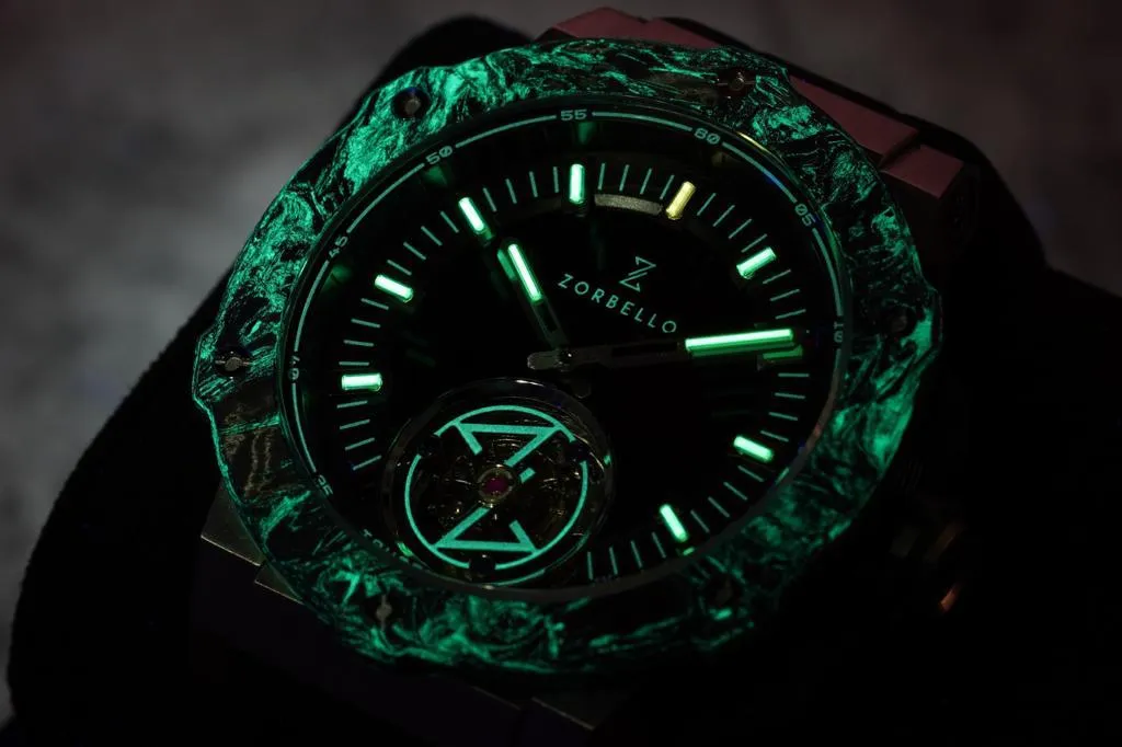 Zorbello Watch T2 Tourbillon Steel Tritium Tubes ZBAC001 *Free Watch Winder*