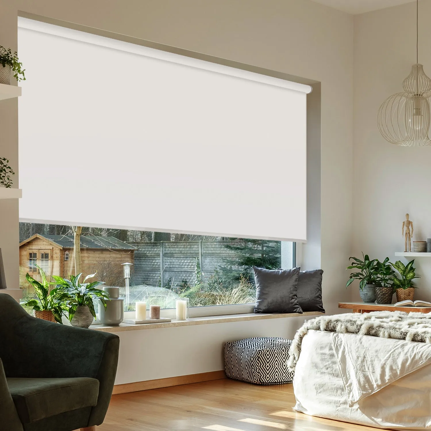 Zshine Combination of Automatic and Manual System Rechargeable Motor Roller Shades